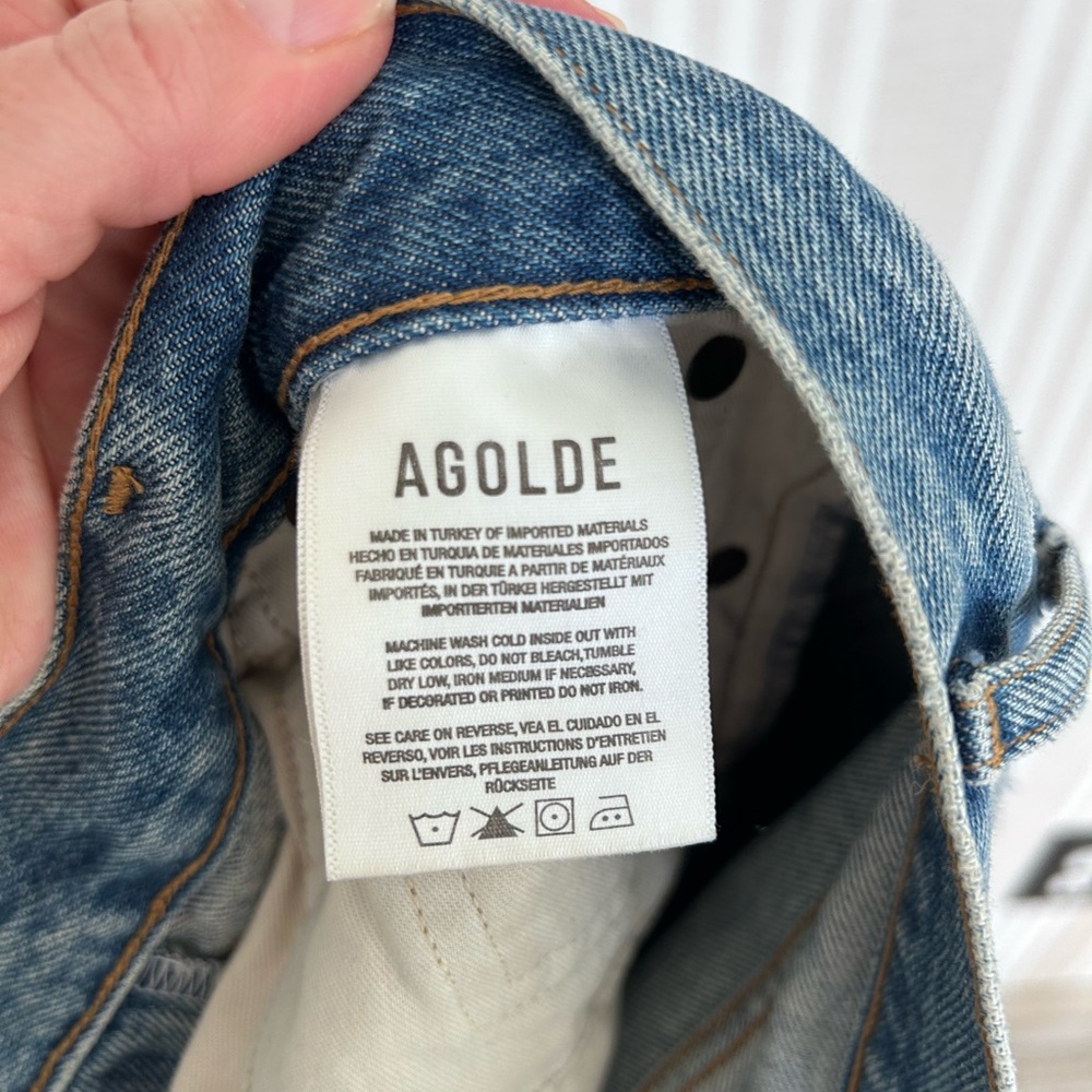 Agolde Riley High Rise Crop Denim Women’s Size 29 Frayed Hem NWOT - Picture 9 of 11